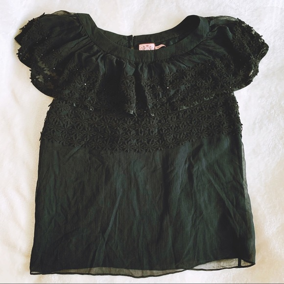 NWT Juicy Couture 100% Silk Lotus Leaf Collar Top​